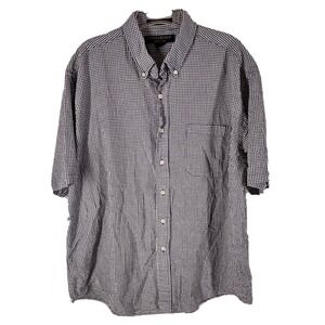 Chesterfield Shirt Button Down Short Sleeve Textured Plaid XL Men's X-Large 17.5